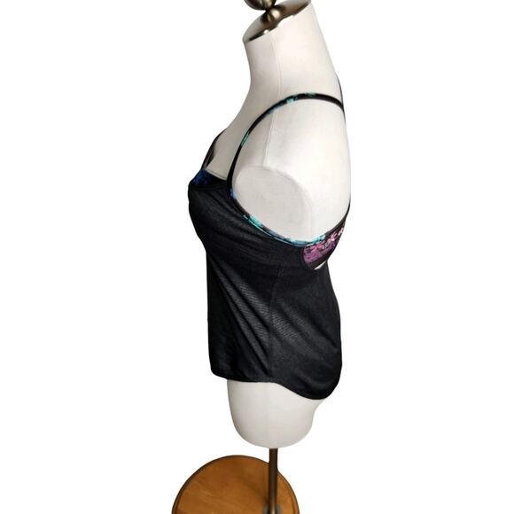 Lululemon Roll Out‎ Tank Heathered Black Petal Pop Multi Black Women's Size 4 - Picture 6 of 8